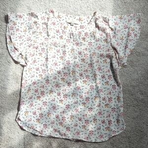 Floral Print Blouse with Ruffle Sleeves